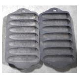 2 Griswold Cast Iron Corn Bread Pans - 8.5" x 4"