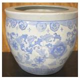Blue & White Pottery Vase - 12" x 14