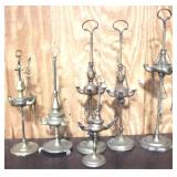 Lot of 6 Brass Oil Lamps