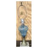 Blue Glass Lamp - 22" Tall