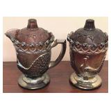 2 Carnival Glass Creamer & Sugar Set