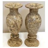 2 Marble Vases - 8" Tall
