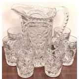 Glass Pitcher & 6 Glasses