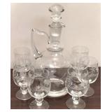 Glass Decanter & 6 Glasses