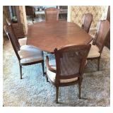 Vintage Henredon Dining Table with Leaf & 6 Chairs