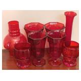 8 Red Glass Items