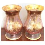 2 Glass Vases - 9" Tall