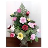Ceramic Flower Arrangement in Glass Vase17" Tall