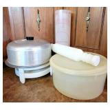 Metal Cake Cover w/ glass bottom & more