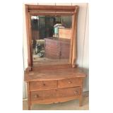 Oak 3 Drawer Dresser with Mirror