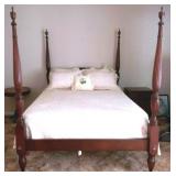 Queen Poster Bed & Bedding - 76" x 65" x 84"