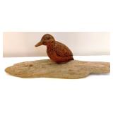 EW Fisher Wood Carved Bird Figure - 6" Tall