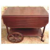 Henkel Harris Mahogany Tea Cart - 27" x 32" x 18"