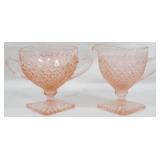 Pink Depression Glass Creamer & Sugar 4"