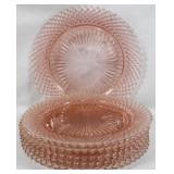 6 Miss America Pink Glass Plates 8.5"