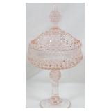 Indiana Glass Pink Tall Covered Candy Dish
