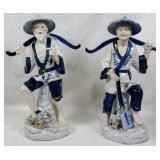 Pair Porcelain Figurines 14"