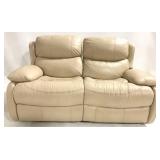 White Leather Recliner Love Seat - 38" x 64" x 36"
