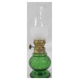 Mini Green Glass Oil Lamp 8.5"