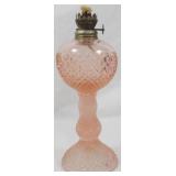 Pink English Hobnail Oil Lamp 10.5"