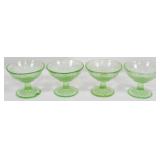 4 Green Uranium Glass Sherbets 3"