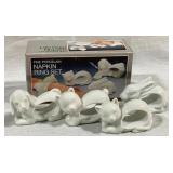 Porcelain Animal Napkin Ring Set in Box