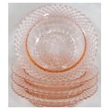 4 Miss America Pink Glass Bowls 6"