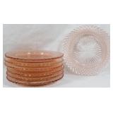 7 Miss America Pink Glass Plates 6"