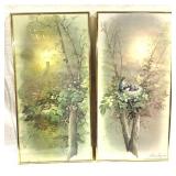 2 Framed Prints - AS IS - 1 Missing Glass 14.5x28