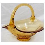 Amber Glass Basket 8x8x7.5
