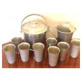 10 Piece Hammered Metal Drink Set