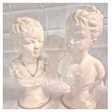 2 Ceramic Bust Statues - one has been repaired