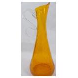 Blenko Orange Glass Pitcher Vase 13"