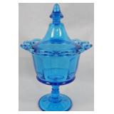 Imperial Blue Lace Edge Candy Jar 10.5"