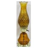 Vintage Amber Glass Lamp 17"