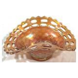 Fenton Basketweave Marigold Carnival Dish