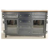 Metal & Wood Console, door missing glass