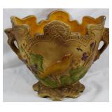 Majolica Cache Pot w/ Bird 8x10x8