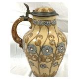 Vintage Mettlach German Beer Stein w/ inlay lid