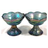Indiana Art Glass Pair Candleholders 4"