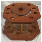 Wood Pipe Stand w/ Glass Humidor