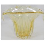 Murano Art Glass Amber Vase 6"