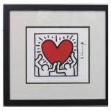FIGURES WITH HEART PRINT PLATE SIGN BY KEITH HARIN