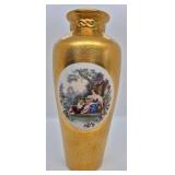 Pickard Gold Rose & Daisy Medallion Vase