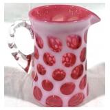 Fenton Cranberry Coinspot Pitcher 4"