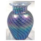 Mt St Helens Pulled Feather Art Glass Vase