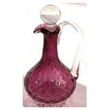 Cranberry Glass Cruet 7"