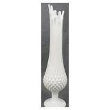 Fenton Milk Glass Hobnail Swung Vase 15"