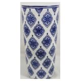 Blue and White Umbrella Vase 17.5"
