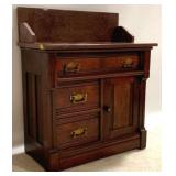 Victorian Wanut Chocolate Marble Top Washstand
